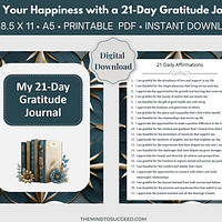 Teal and Gold Gratitude Journal PL6 Teal and Gold 21 Day Gratitude Journal