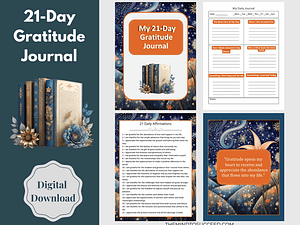 Orange Floral Gratitude Journal PL1 Orange Floral 21 Day Gratitude Journal