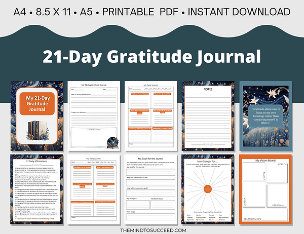 Orange Floral Gratitude Journal PL3 Orange Floral 21 Day Gratitude Journal