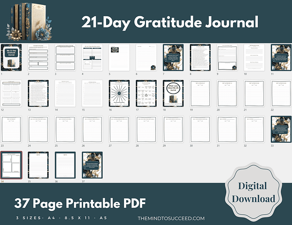 Teal and Gold Gratitude Journal PL4 Teal and Gold 21 Day Gratitude Journal