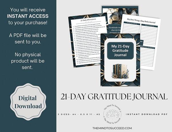 Teal and Gold Gratitude Journal PL5 Teal and Gold 21 Day Gratitude Journal