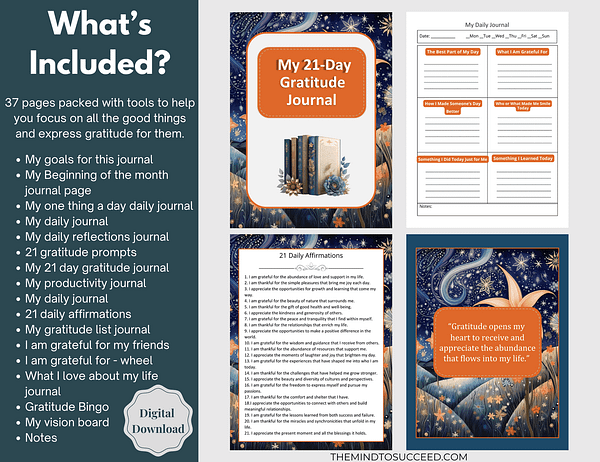 Orange Floral Gratitude Journal PL2 Orange Floral 21 Day Gratitude Journal