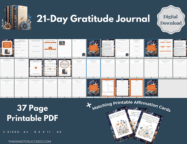Orange Floral Gratitude Journal PL5 Orange Floral 21 Day Gratitude Journal