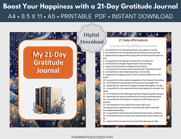 Orange Floral Gratitude Journal PL7 Orange Floral 21 Day Gratitude Journal