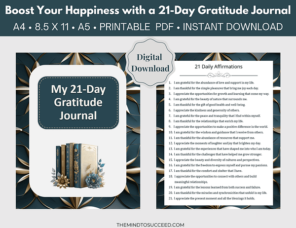 Teal and Gold Gratitude Journal PL6 Teal and Gold 21 Day Gratitude Journal