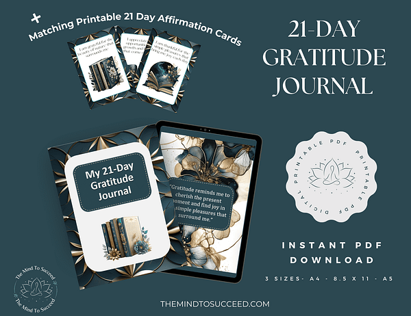 Teal and Gold Gratitude Journal PL7 Teal and Gold 21 Day Gratitude Journal